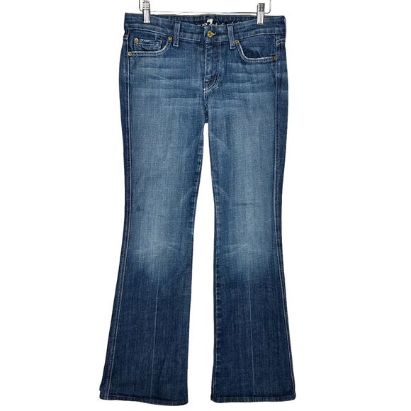 7 for All Mankind Jeans A Pocket Flip Flop Flared Womens Sz 27 (31”x 30.5”) Blue - Picture 1 of 16